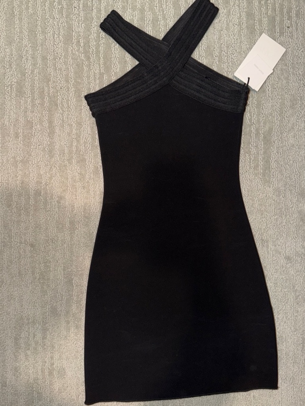 Black Cross-Strap Bodycon Dress -